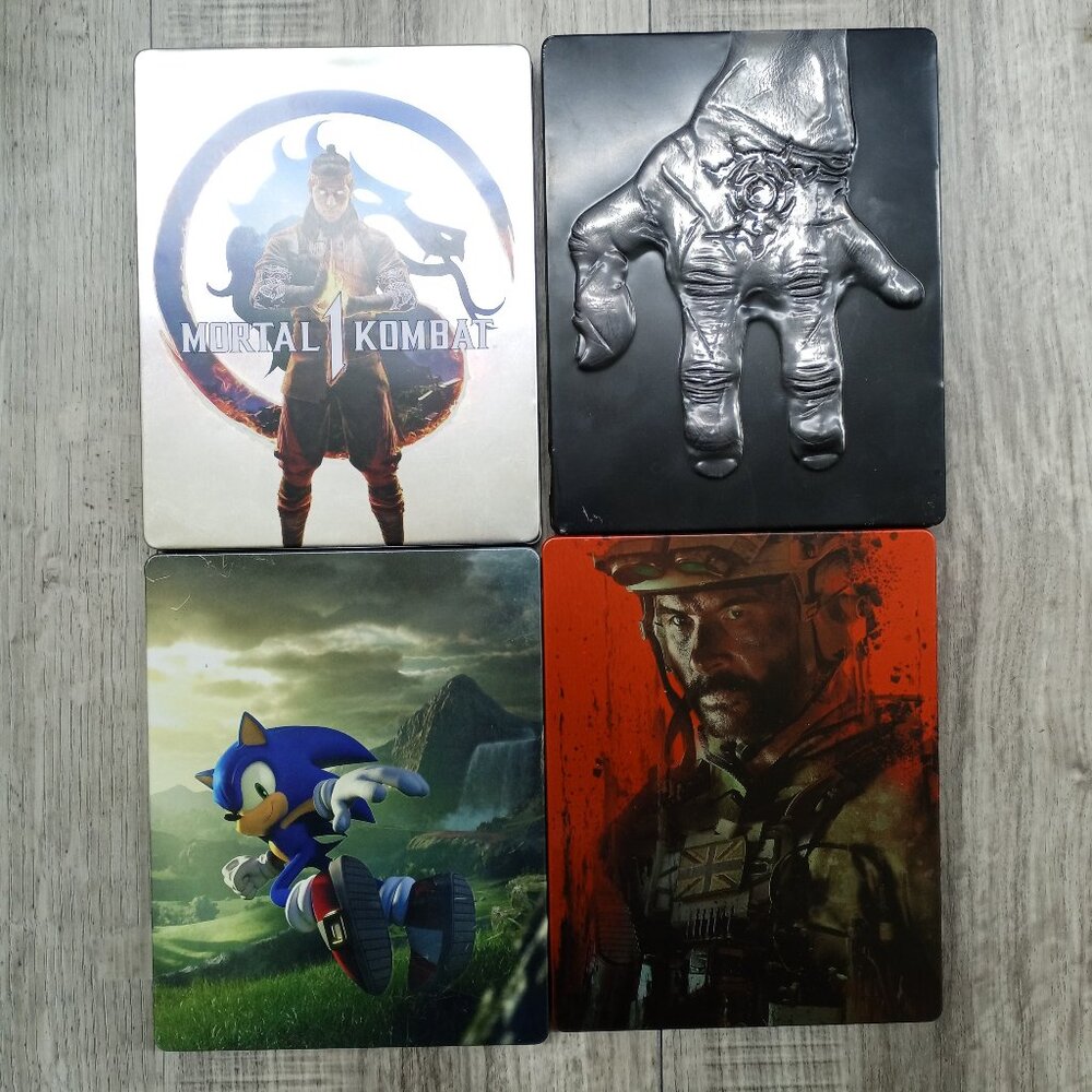 Video Game Steel Book Cases Sonic, Oddworld, Mortal Kombat, Call of Duty